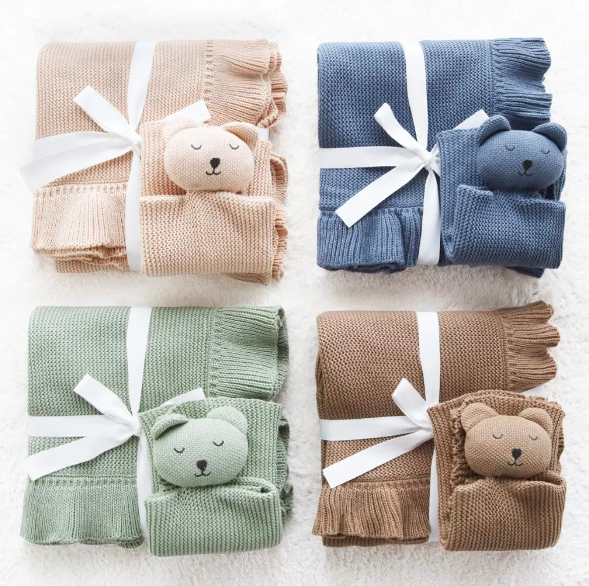 Knit Blanket with Bunny