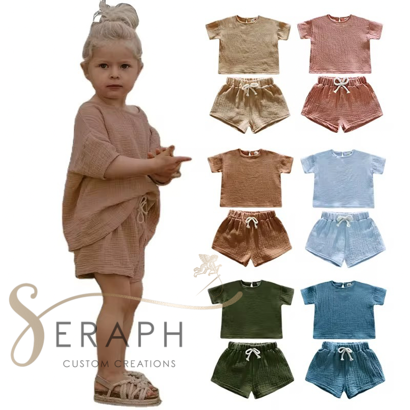 Girls Cotton Linen Two-Piece Sets