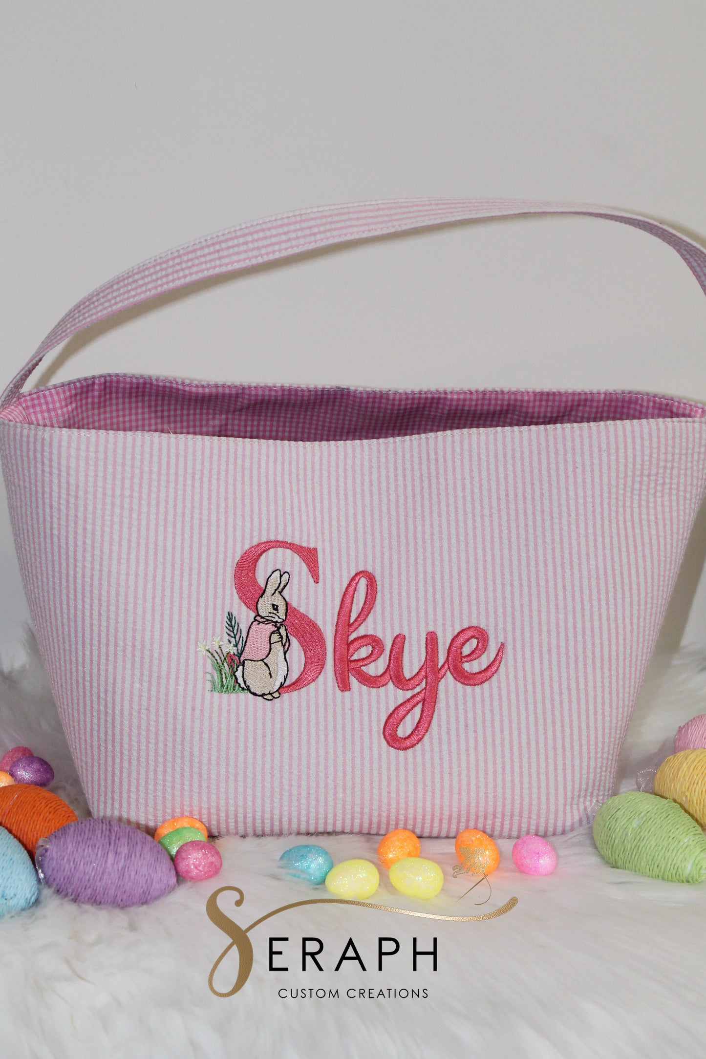 Bunny Baskets with Rabbit Initial