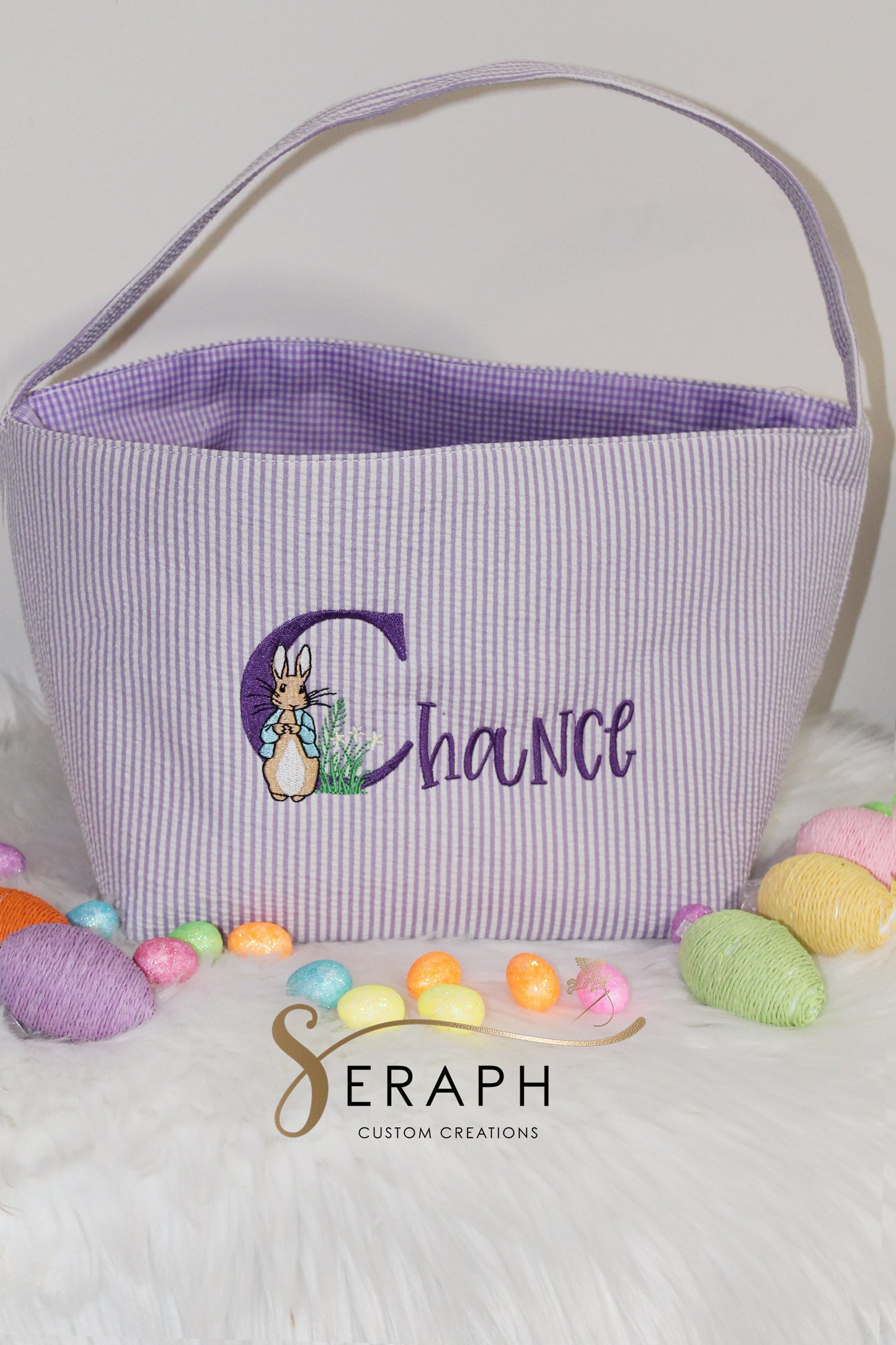 Bunny Baskets with Rabbit Initial