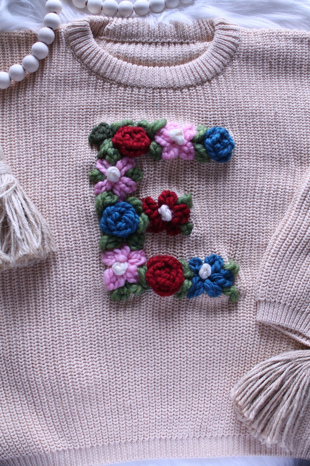 Hand Embroidered Initial Sweater
