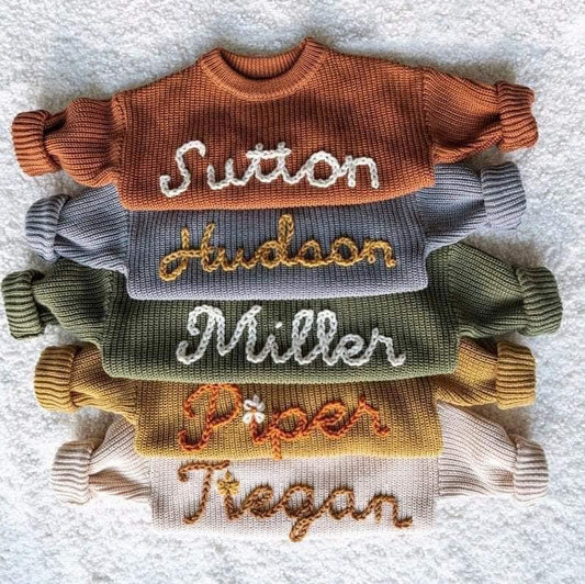 Hand Embroidered Name Sweater - ONE Name