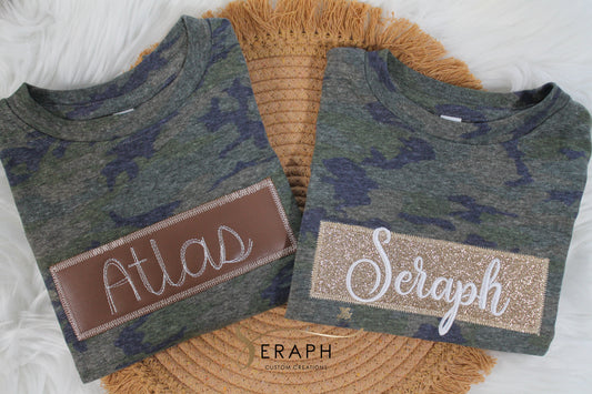Camouflage Banner Name Tees