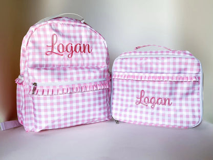 Gingham Nylon Backpack/Lunch Bags