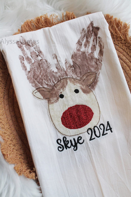 Handprint Reindeer Towel