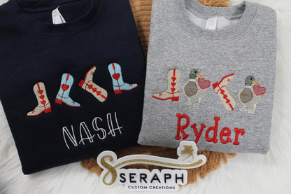 Valentine's Boot & Mallard Sweatshirt  (Children/Youth